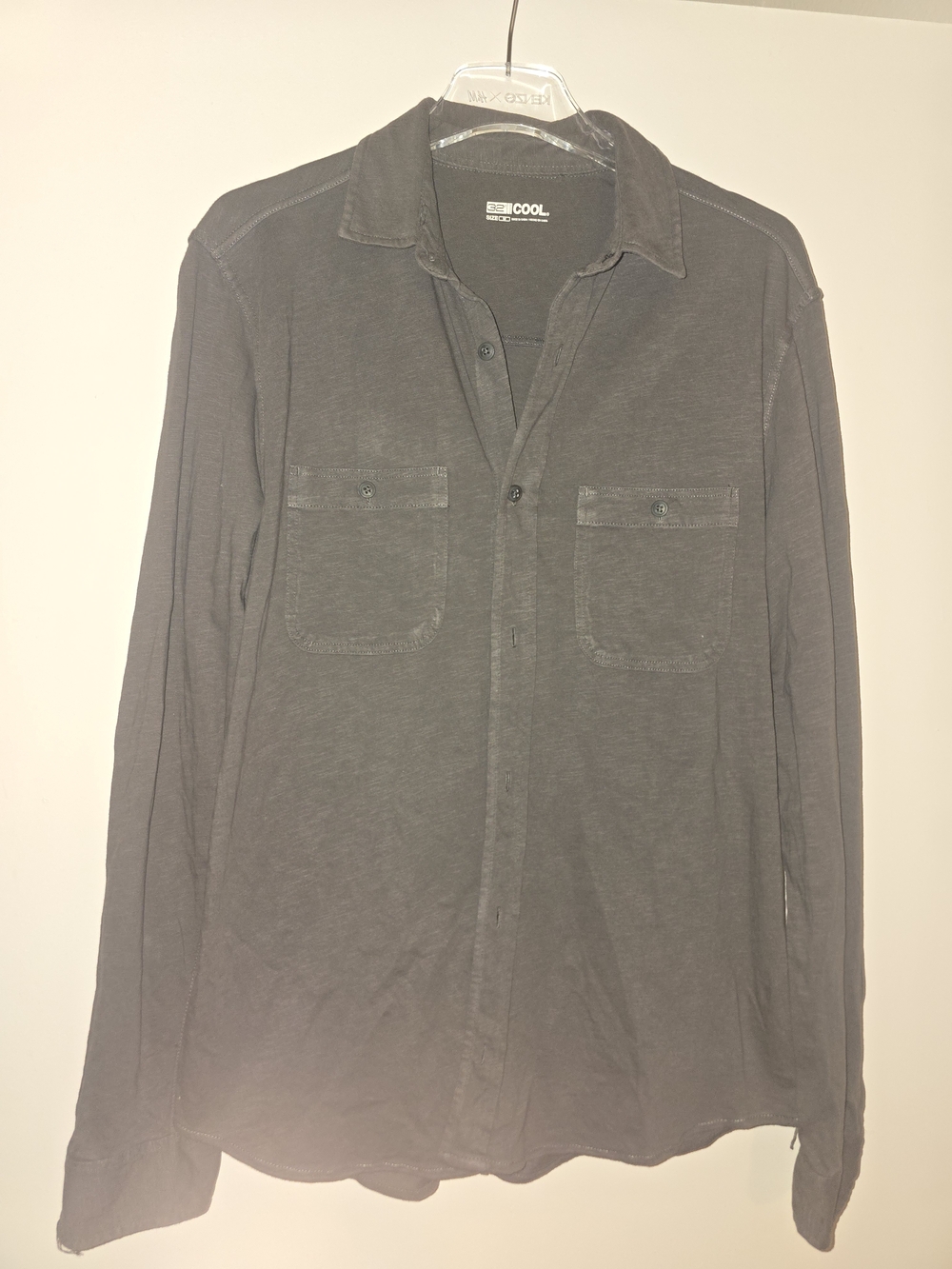 Mens Long Sleeve Button-Up Shirt in Charcoal Gray